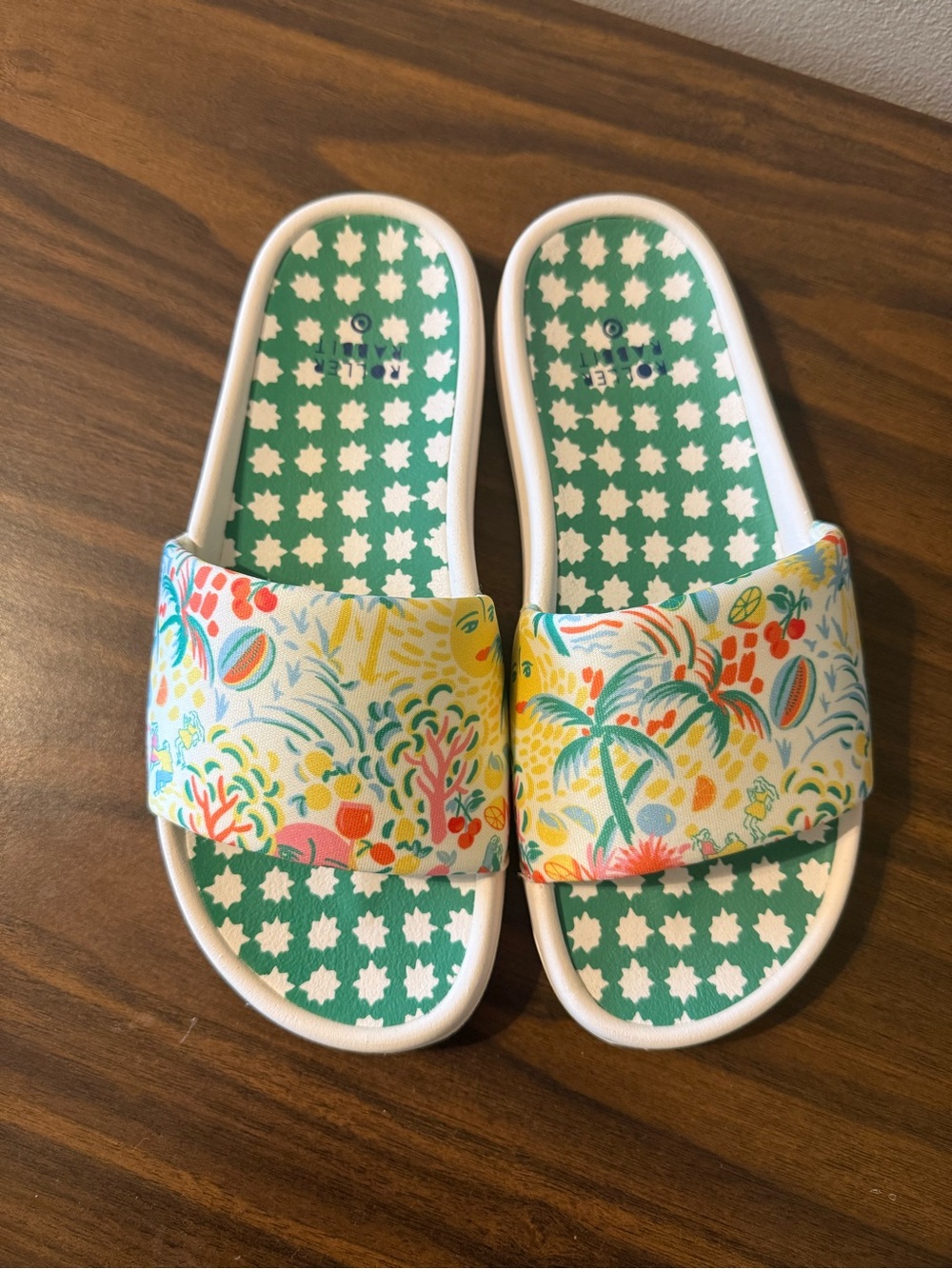 Roller Rabbit Multicolor Floral Slide Sandals - Green Insole